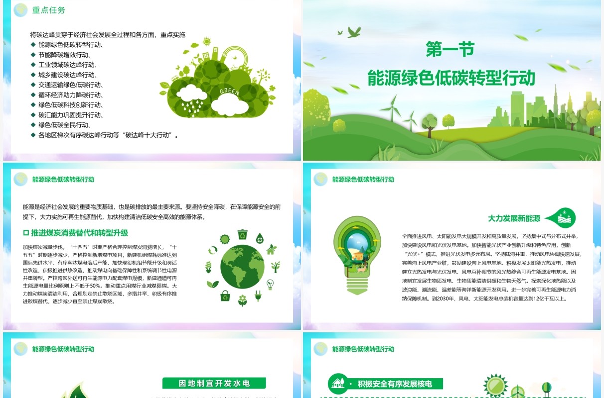 实现2030年前碳达峰中和行动方案PPT模板