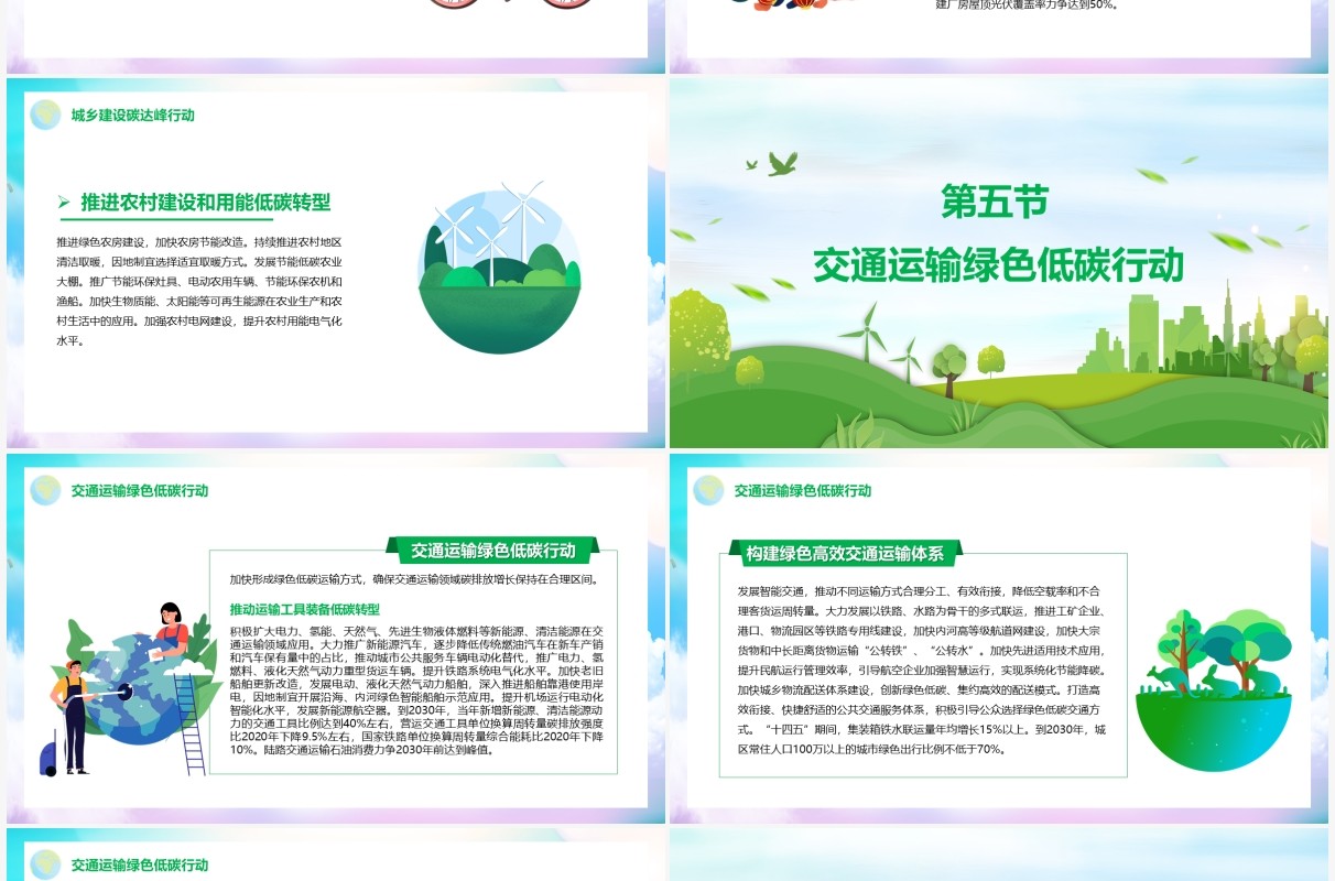 实现2030年前碳达峰中和行动方案PPT模板
