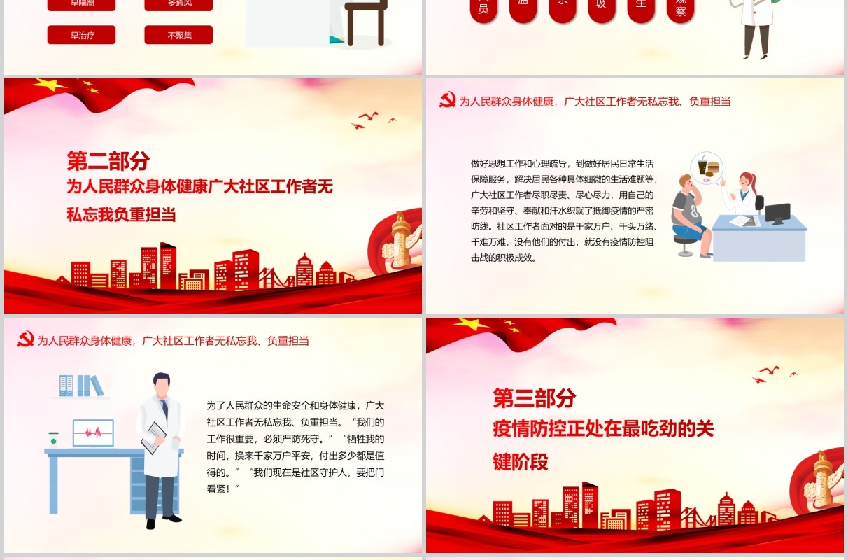 党政风向奋战在一线的社区工作者致敬PPT党课模板