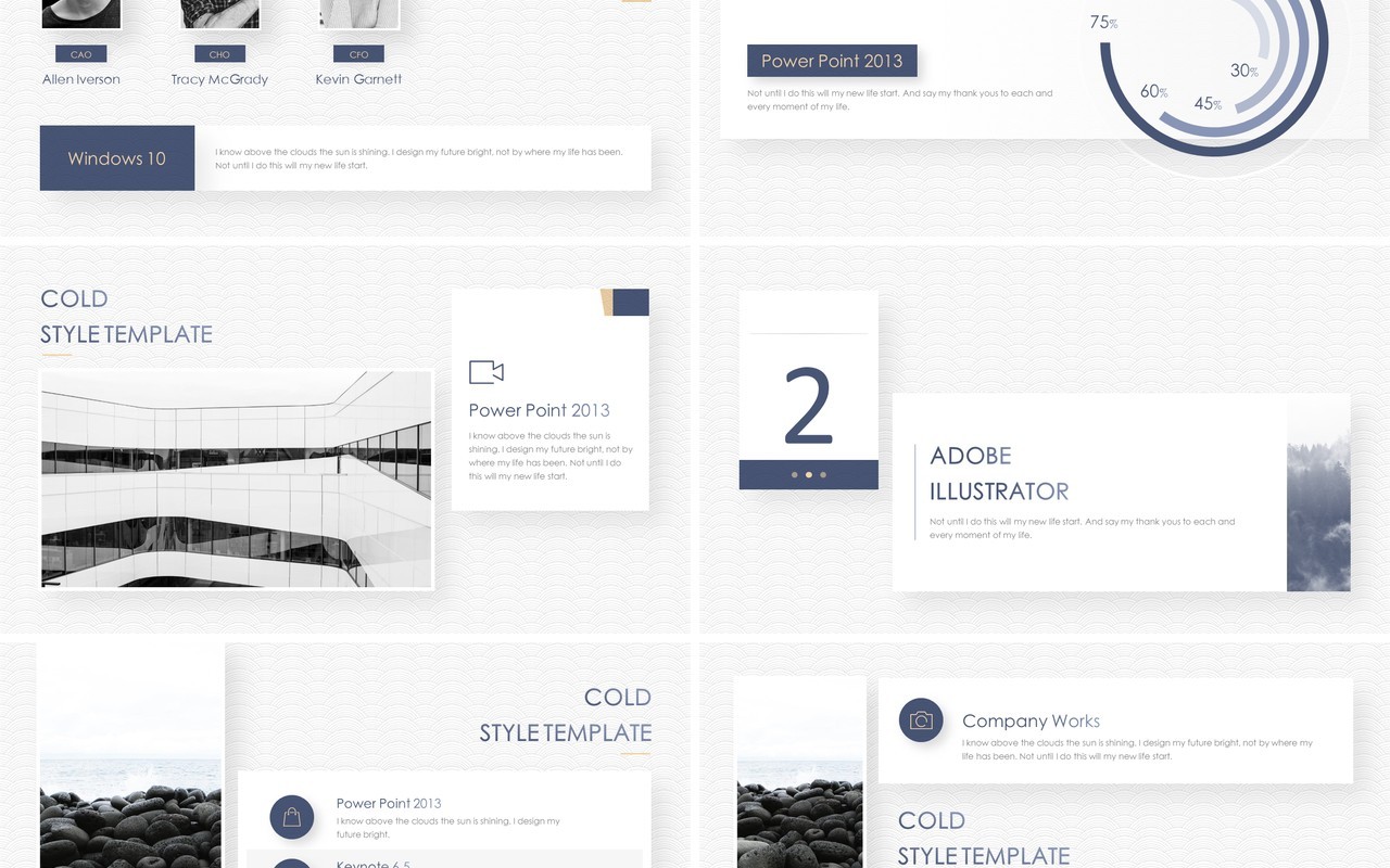 简约冷淡风商务通用PPT模板cold style template