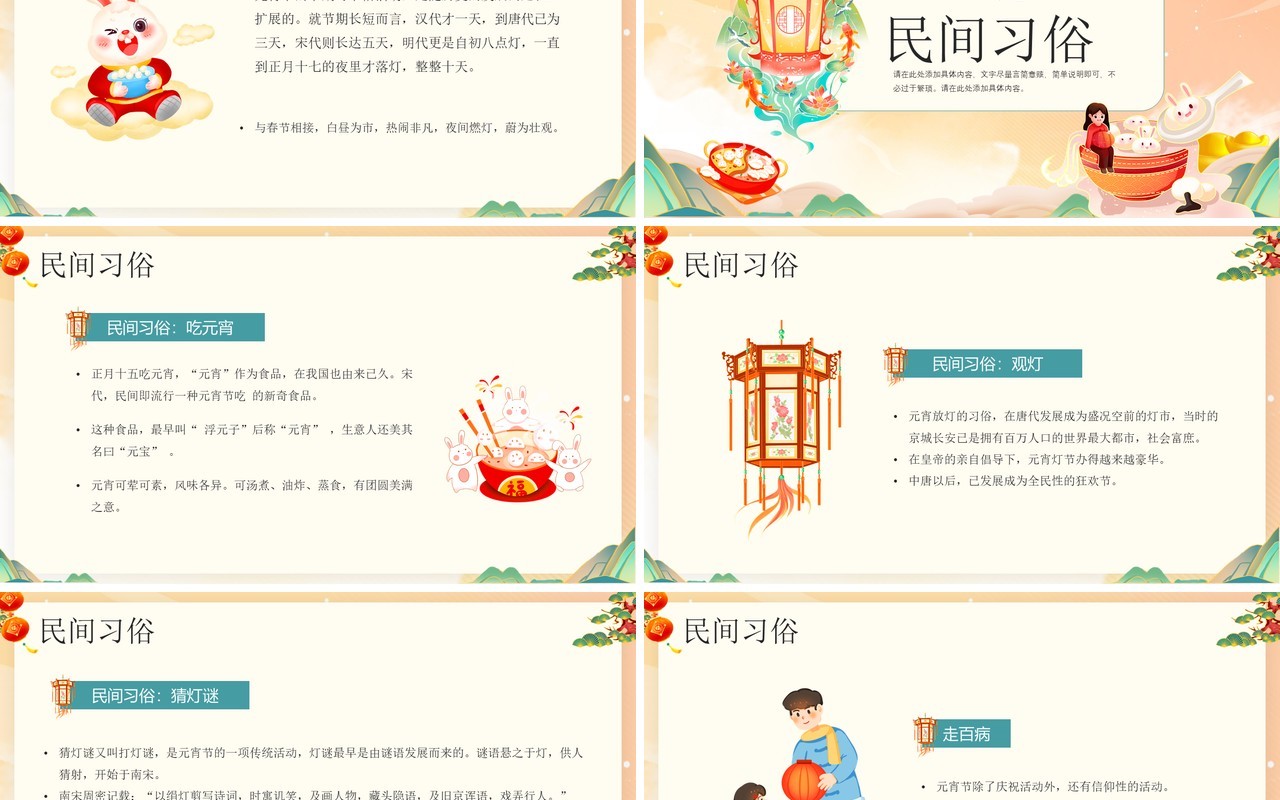 橙色国潮风元宵佳节节日介绍PPT模板