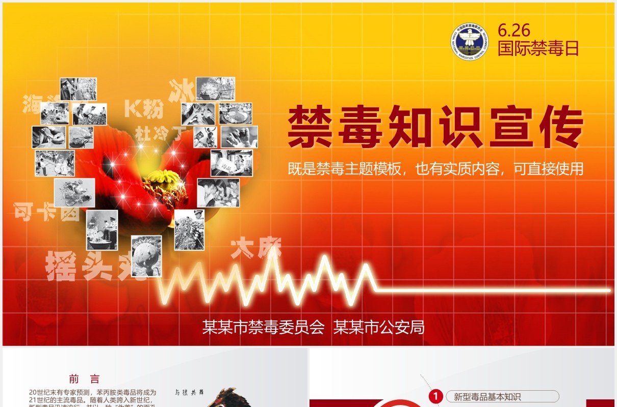 禁毒知识教育宣传课件主题PPT模板
