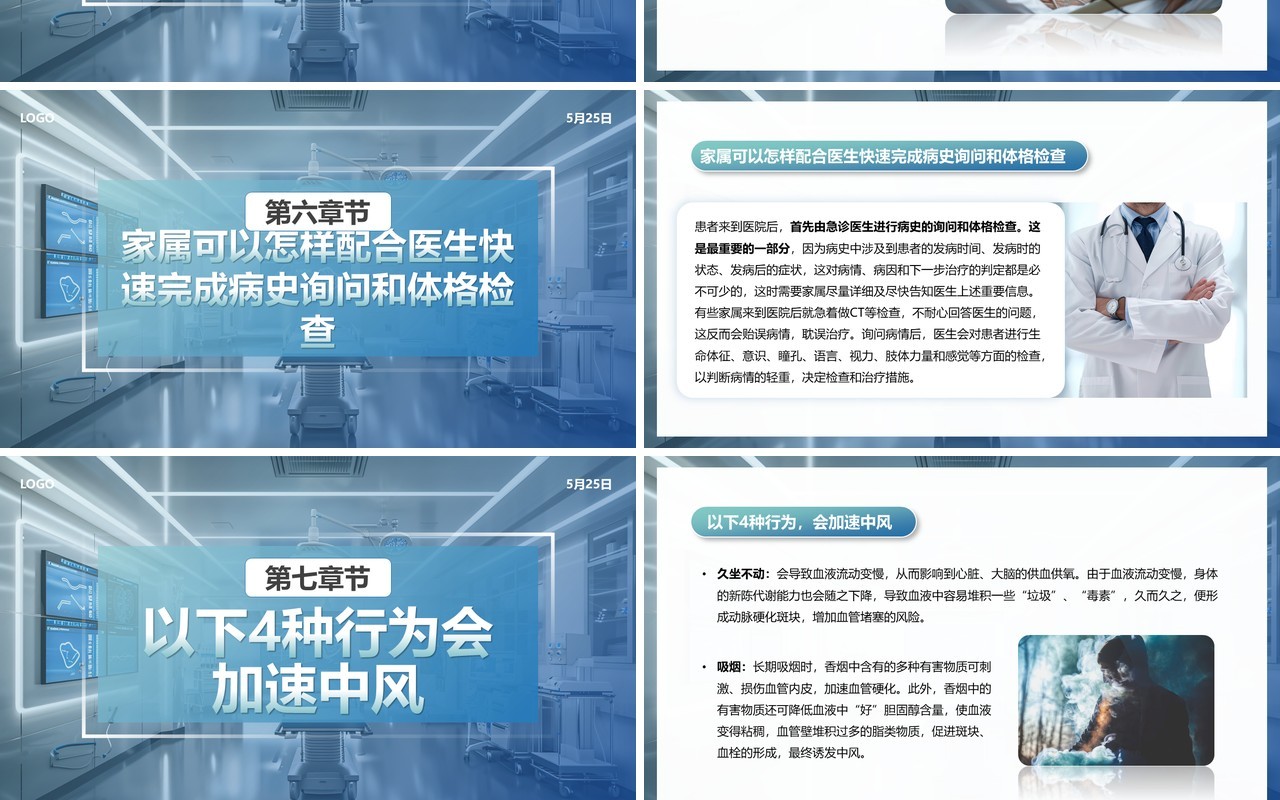 蓝色医疗风世界预防中风日PPT模板