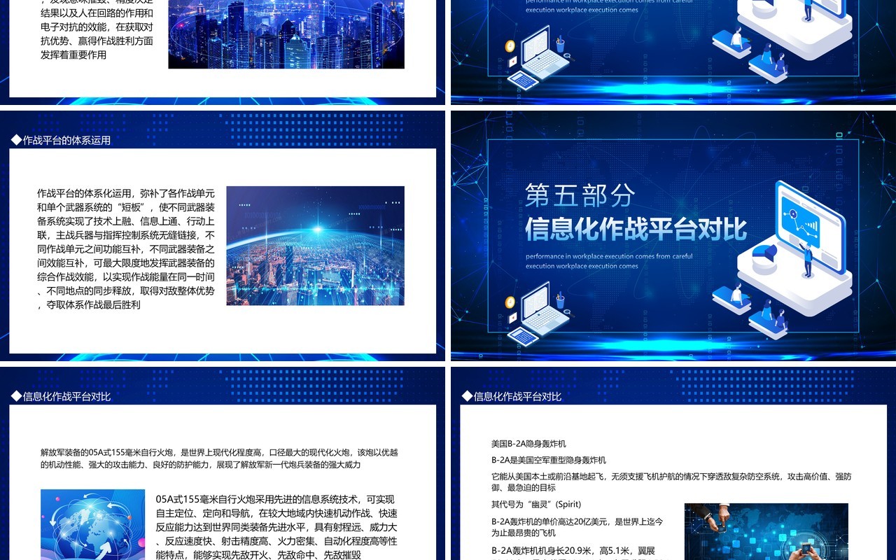 中外信息化作战平台对比动态PPT模板