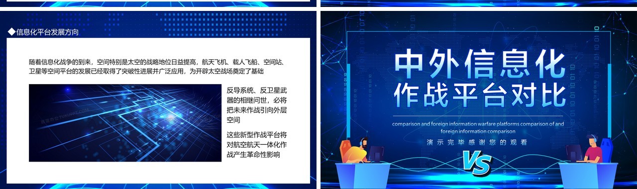 中外信息化作战平台对比动态PPT模板