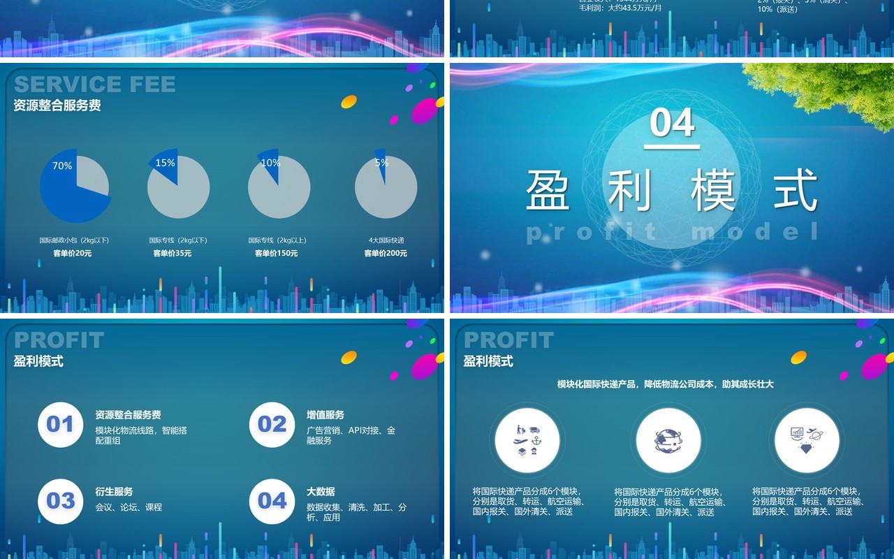 蓝色智慧跨境电商方案策划PPT模板
