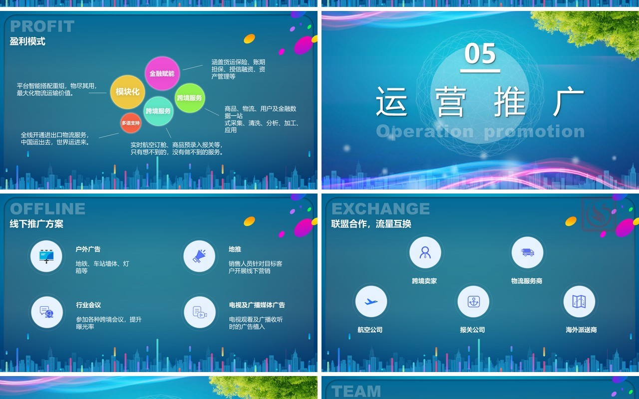 蓝色智慧跨境电商方案策划PPT模板