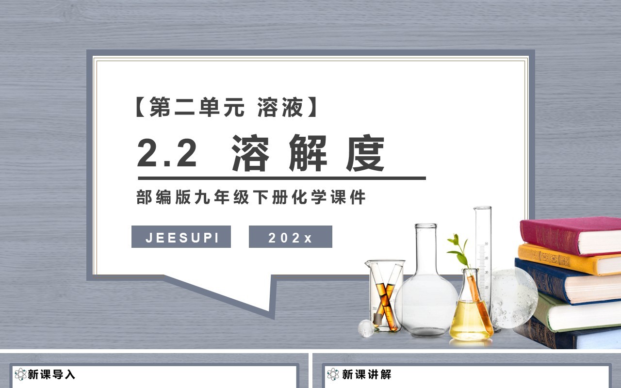 部编版九年级化学下册溶解度课件PPT模板