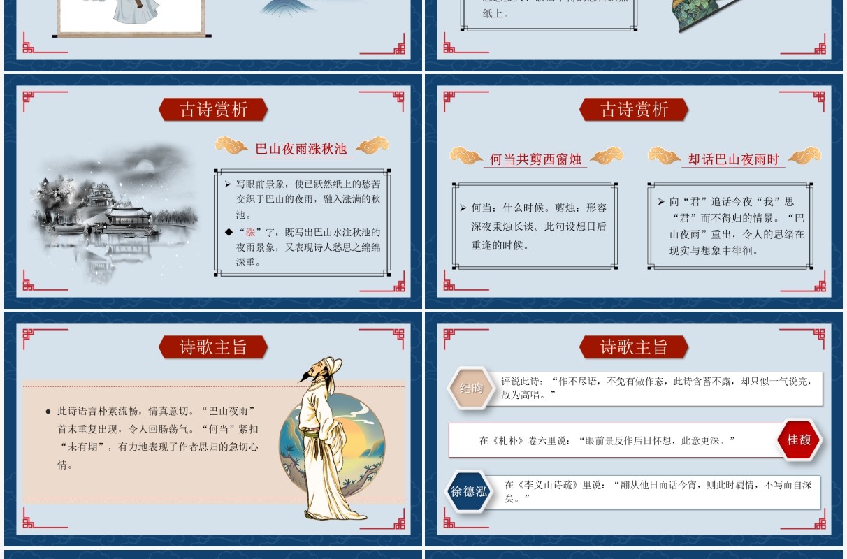 部编版七年级语文上册夜雨寄北课件PPT模板
