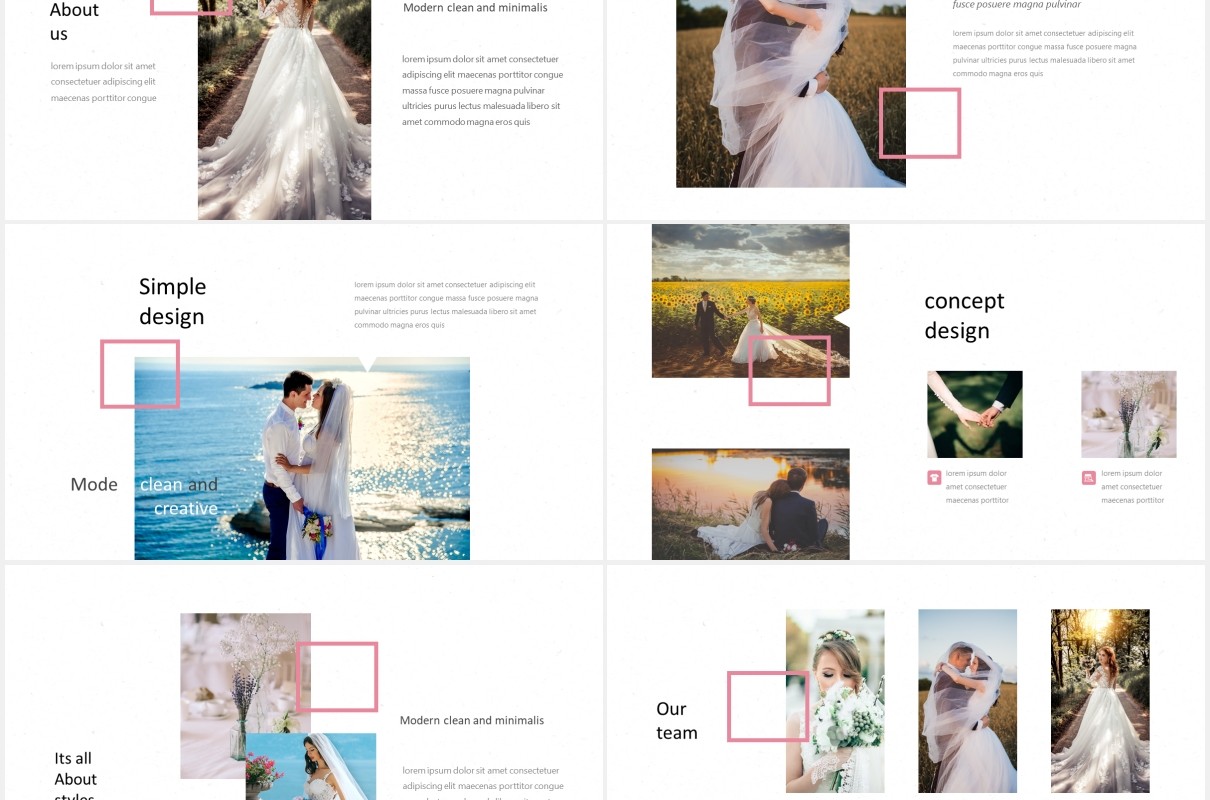 婚礼婚纱摄影电子照片图片排版PPT国外模板Twices - Powerpoint