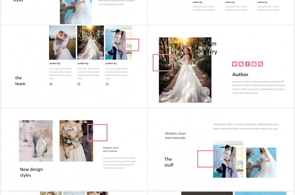 婚礼婚纱摄影电子照片图片排版PPT国外模板Twices - Powerpoint
