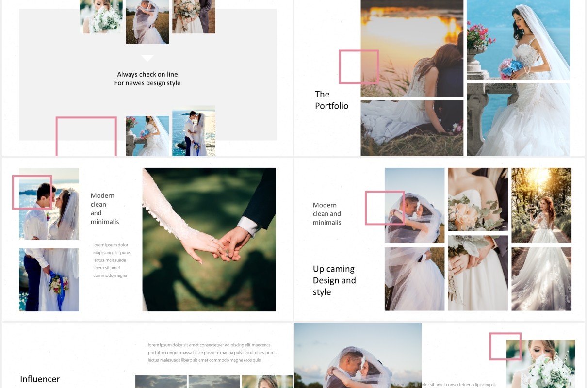 婚礼婚纱摄影电子照片图片排版PPT国外模板Twices - Powerpoint