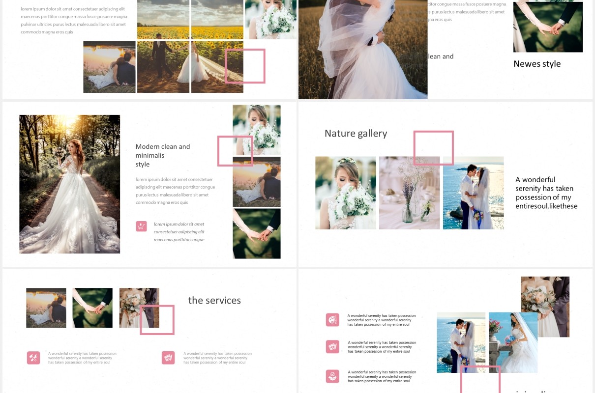 婚礼婚纱摄影电子照片图片排版PPT国外模板Twices - Powerpoint