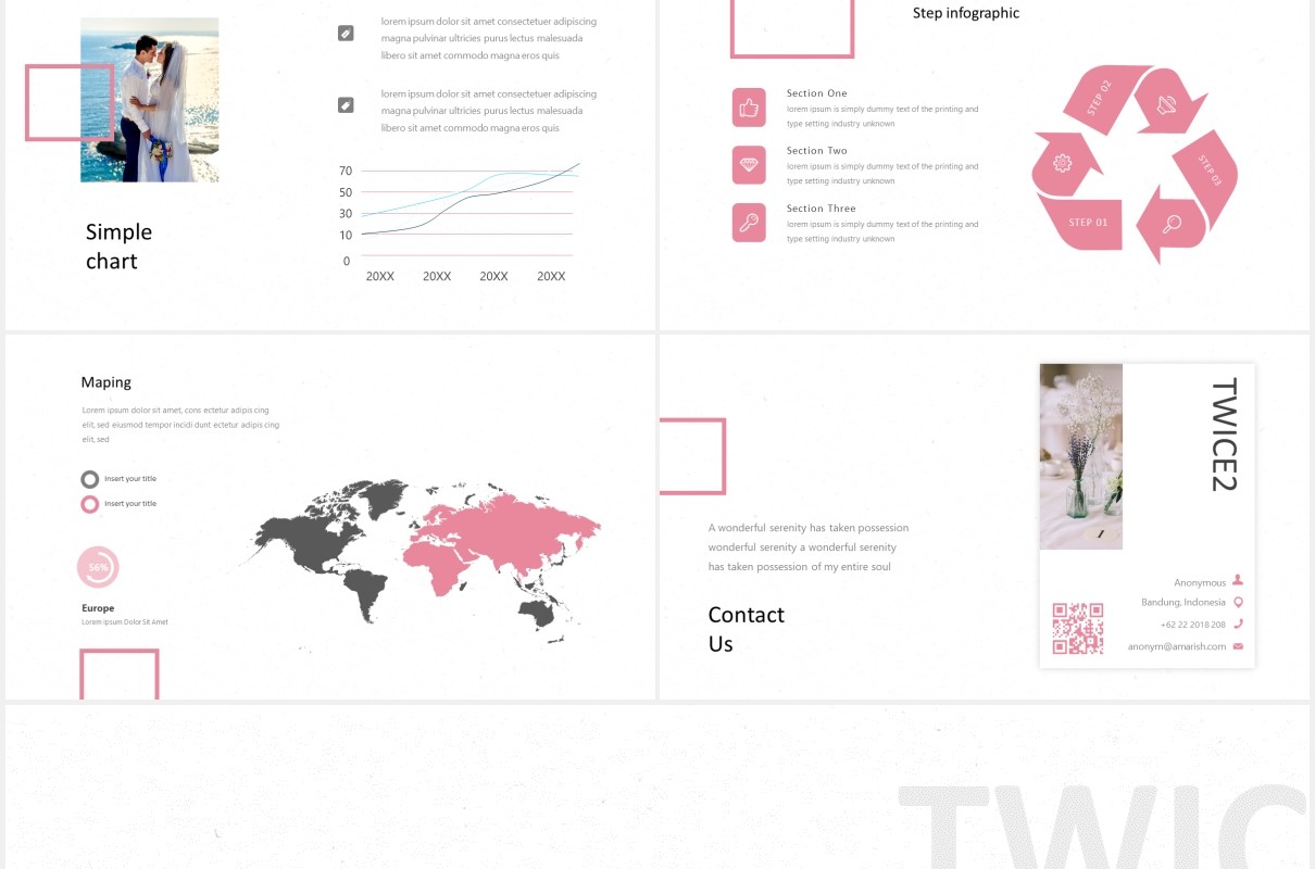 婚礼婚纱摄影电子照片图片排版PPT国外模板Twices - Powerpoint