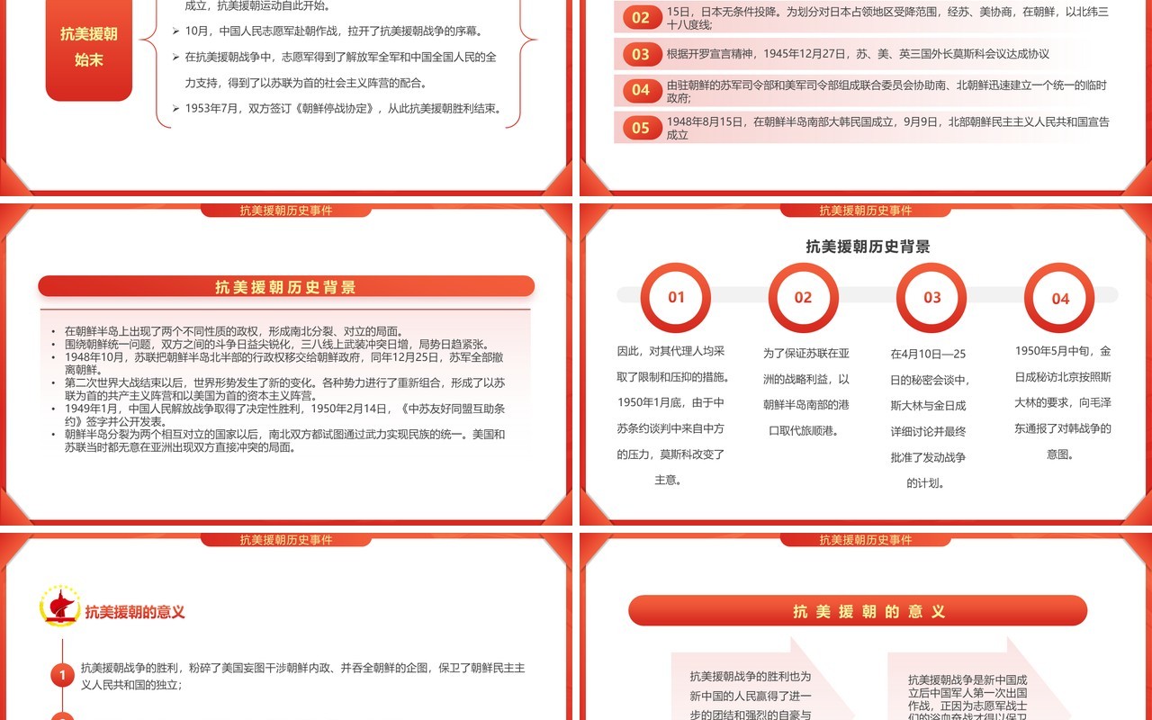 红色简约风抗美援朝纪念日PPT模板