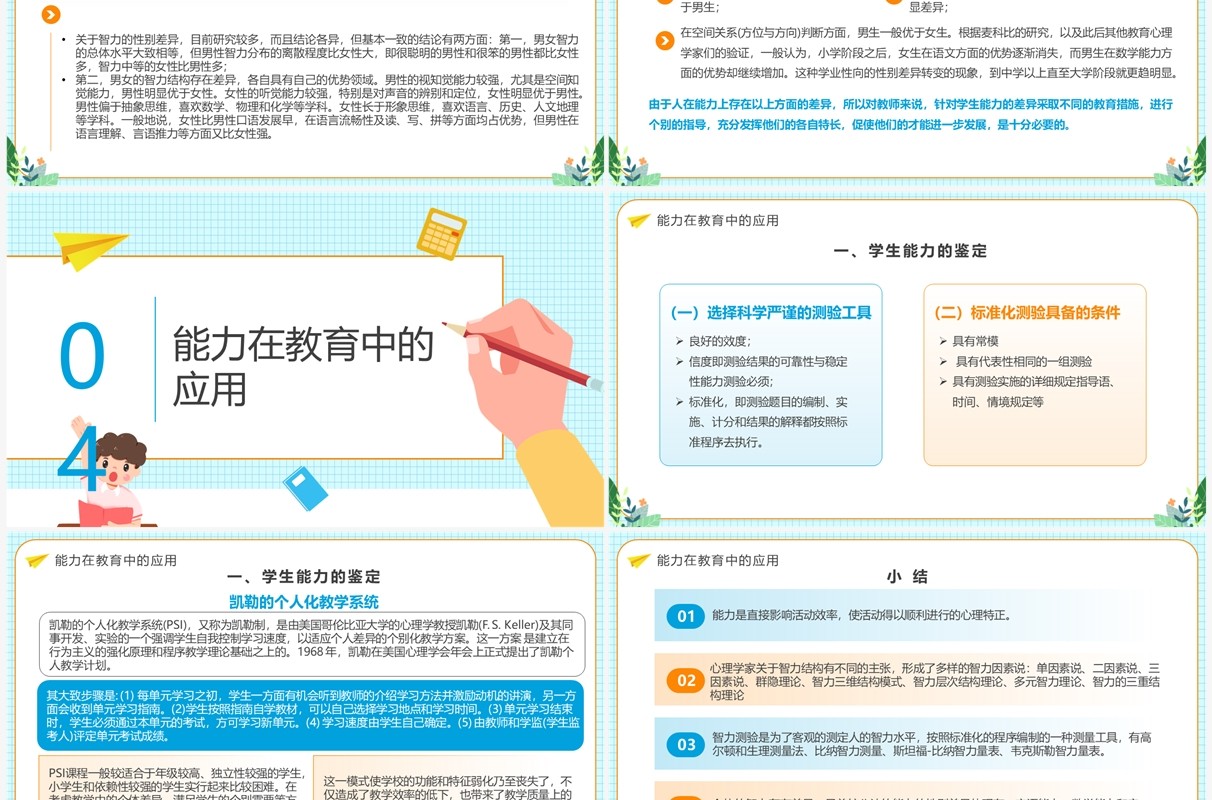 蓝色卡通风心理学教育课件之能力PPT模板