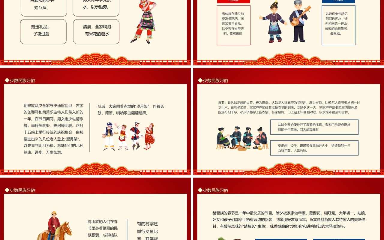 少数民族春节习俗介绍动态PPT模板