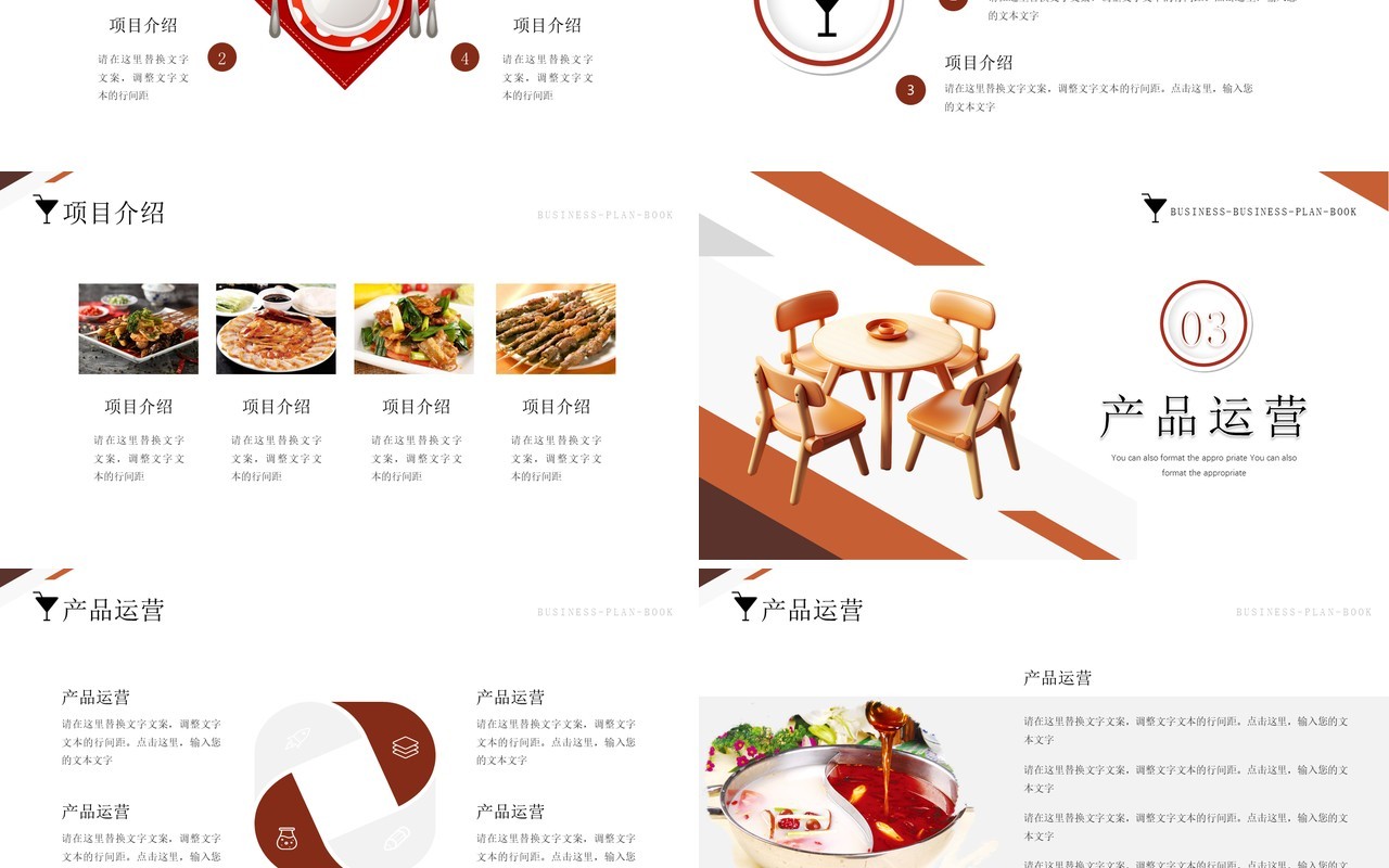 棕色简约风餐厅项目计划书PPT模板
