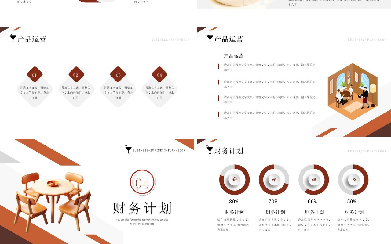 棕色简约风餐厅项目计划书PPT模板