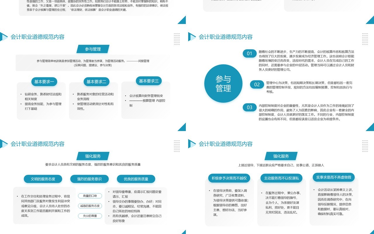 蓝色简约风会计职业道德企业培训PPT模板