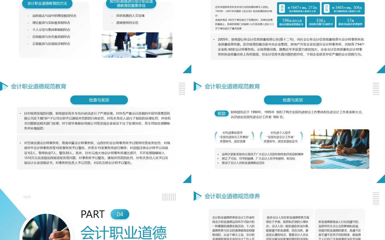 蓝色简约风会计职业道德企业培训PPT模板