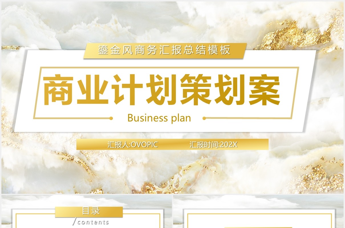 鎏金风商业计划案通用PPT模板