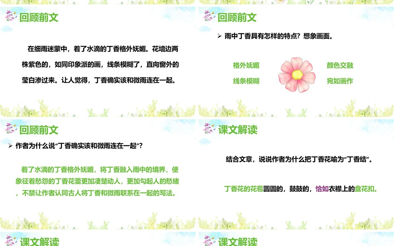 部编版六年级语文上册丁香结课件PPT模板