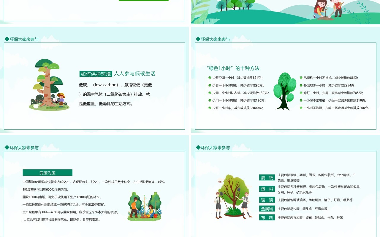 世界环境日爱护环境主题班会动态PPT模板