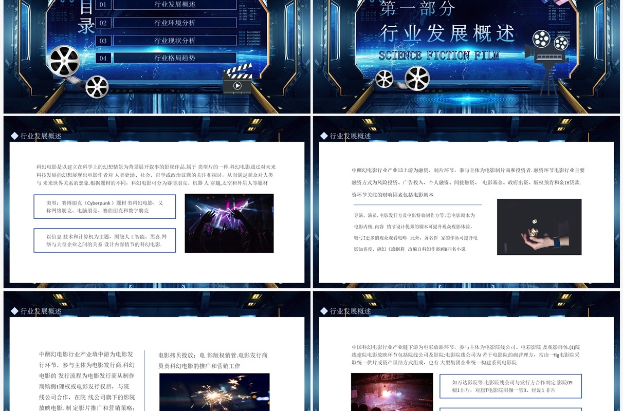 科幻电影行业分析报告动态PPT模板