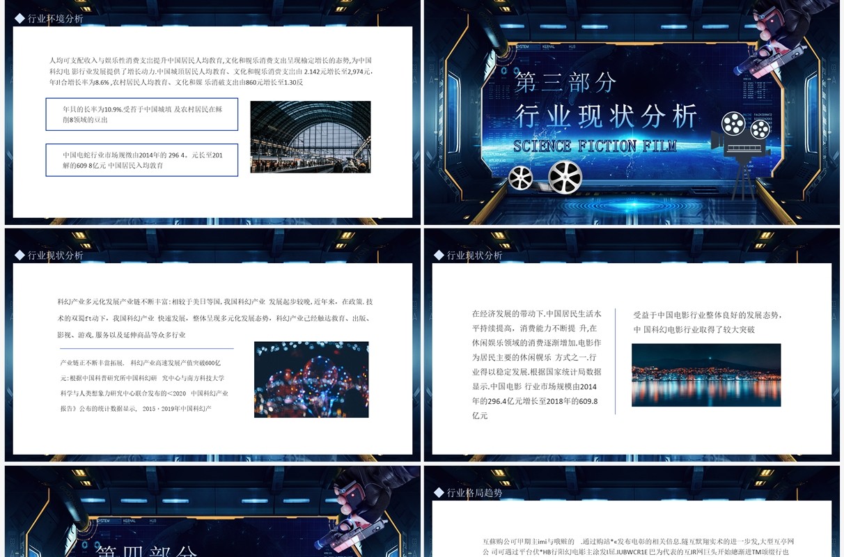 科幻电影行业分析报告动态PPT模板