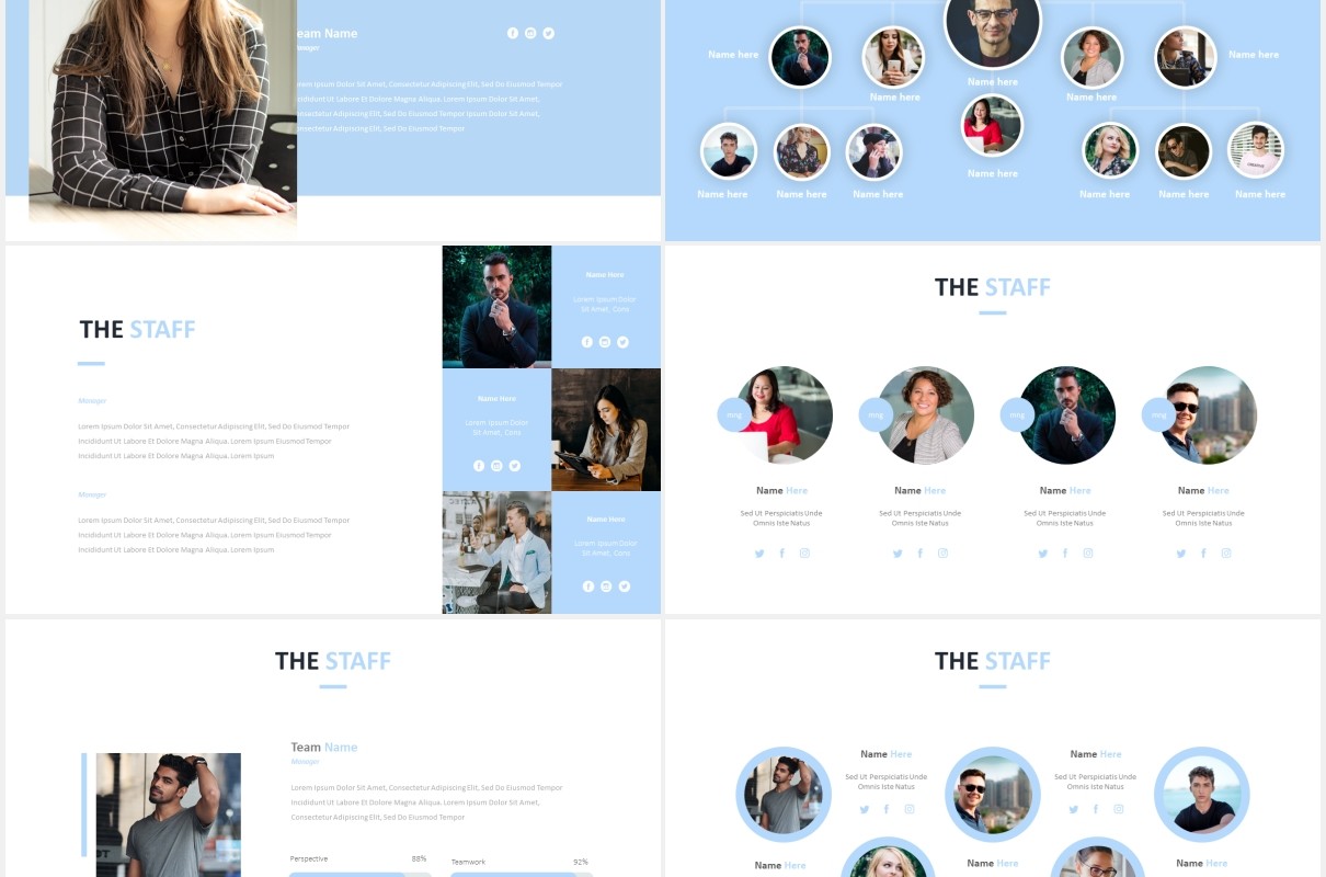 简约公司组织架构图员工团队展示PPT模板The Staff Powerpoint Template