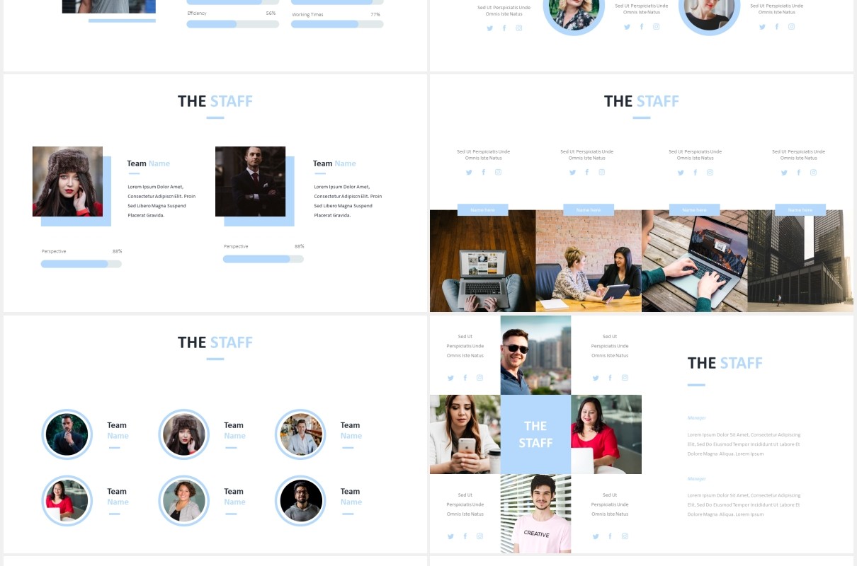 简约公司组织架构图员工团队展示PPT模板The Staff Powerpoint Template