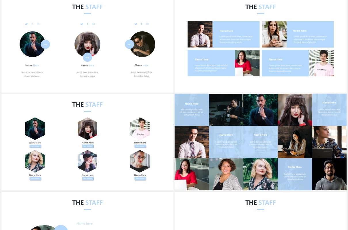 简约公司组织架构图员工团队展示PPT模板The Staff Powerpoint Template