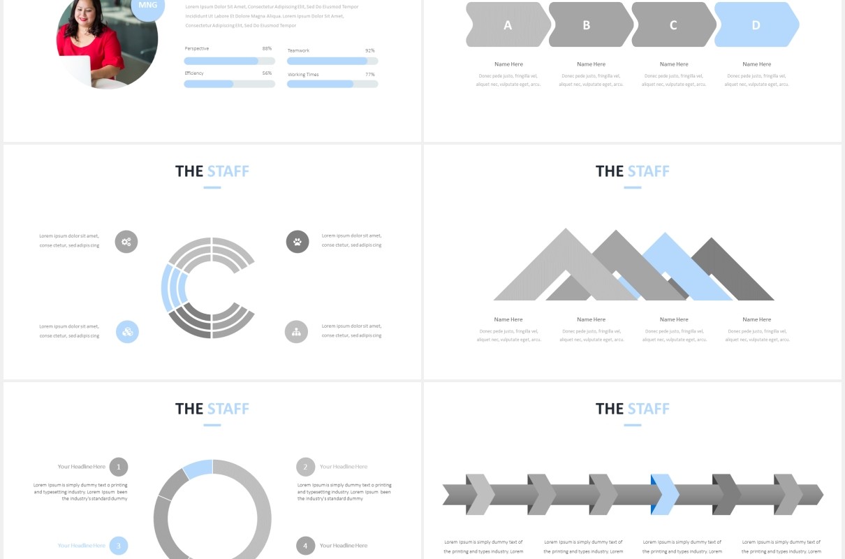 简约公司组织架构图员工团队展示PPT模板The Staff Powerpoint Template