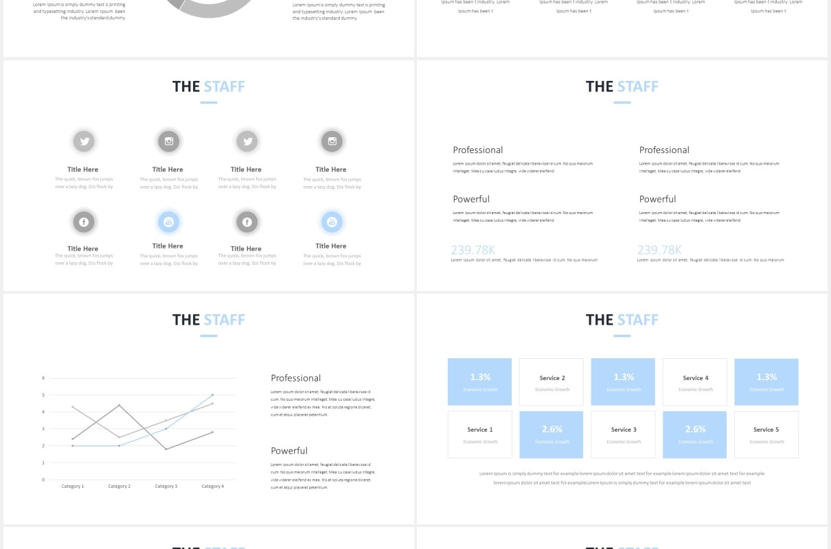 简约公司组织架构图员工团队展示PPT模板The Staff Powerpoint Template
