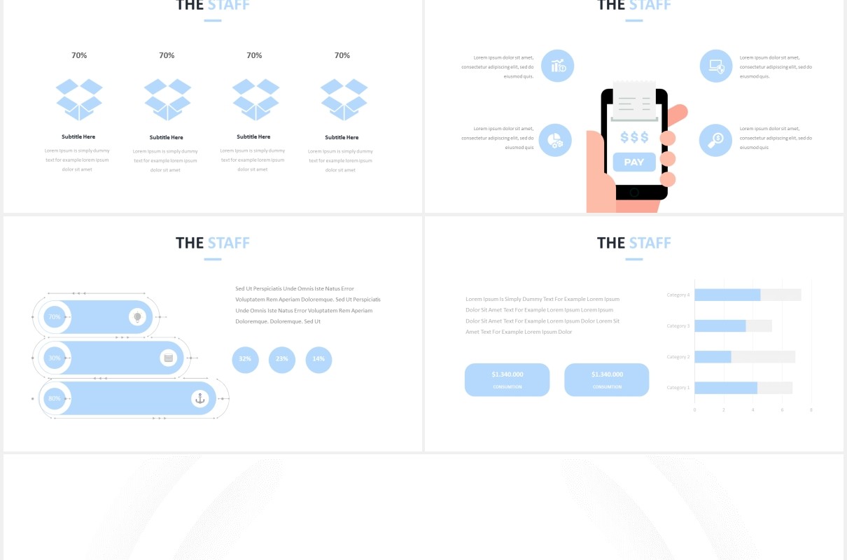 简约公司组织架构图员工团队展示PPT模板The Staff Powerpoint Template