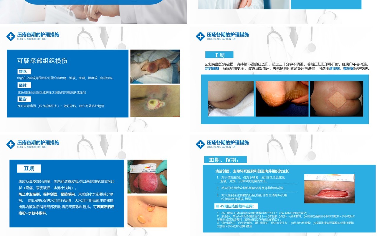 蓝色医用压疮预防护理PPT模板