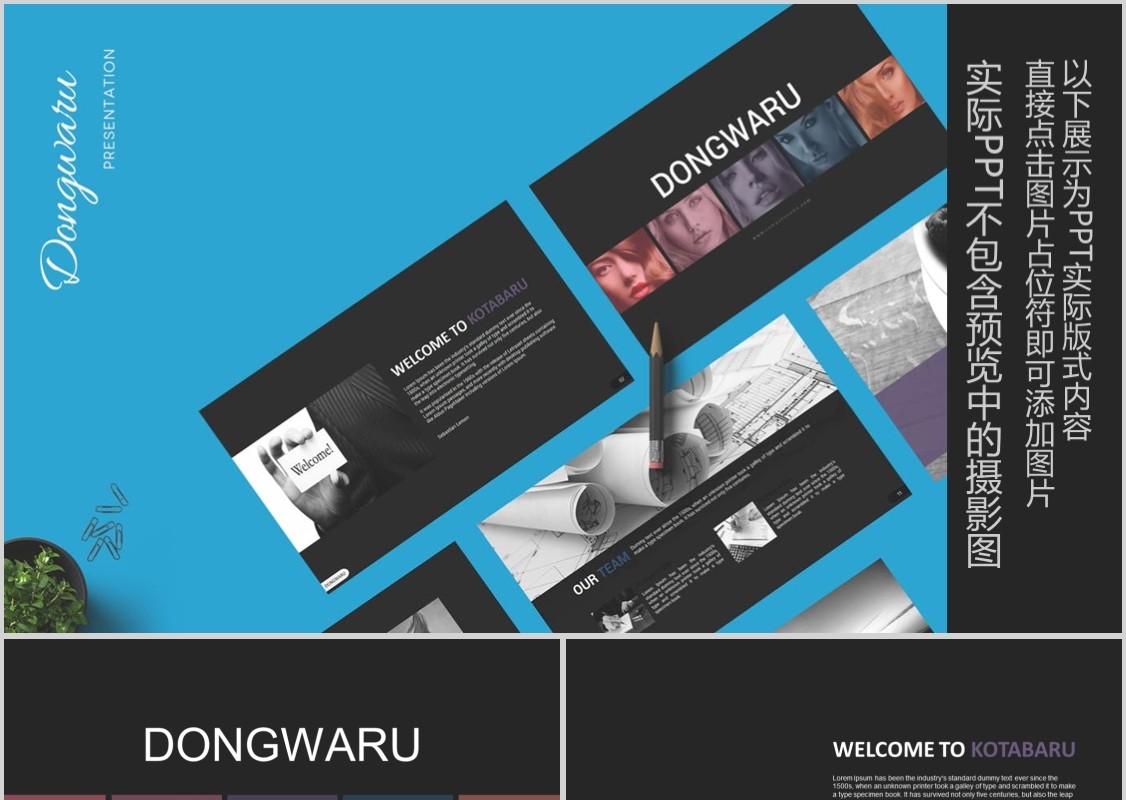 商务PPT信息图表模板Dongwaru Powerpoint