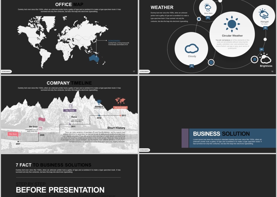 商务PPT信息图表模板Dongwaru Powerpoint