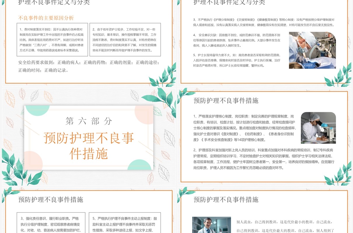 绿色清新风护理不良事件管理PPT模板