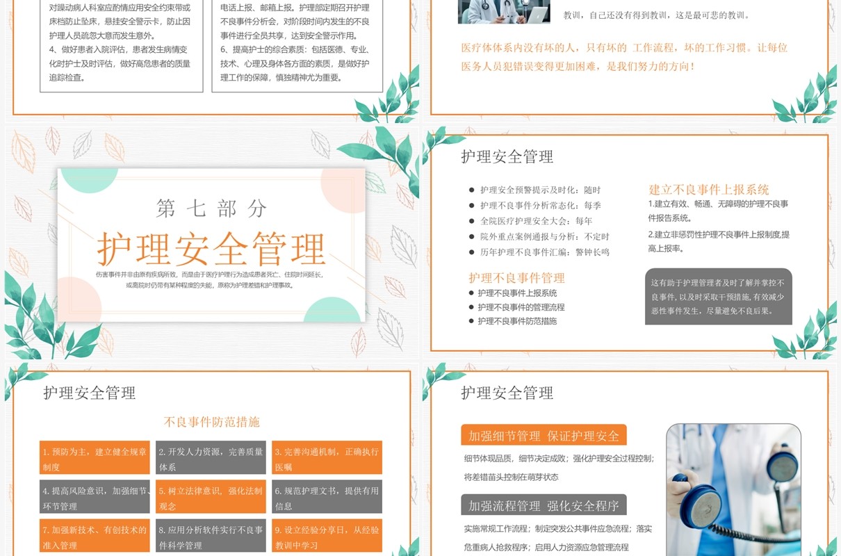 绿色清新风护理不良事件管理PPT模板