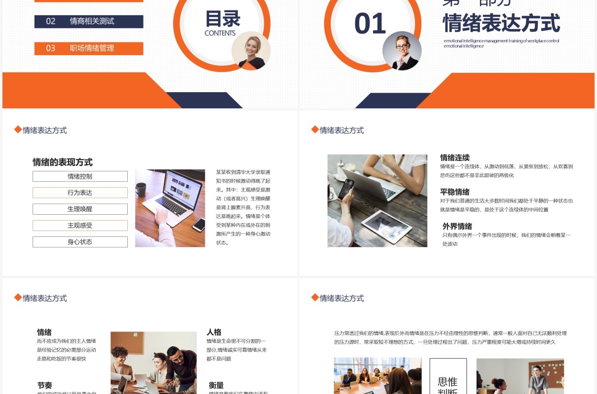 企业员工管理职场情绪控制情商管理培训动态PPT模板