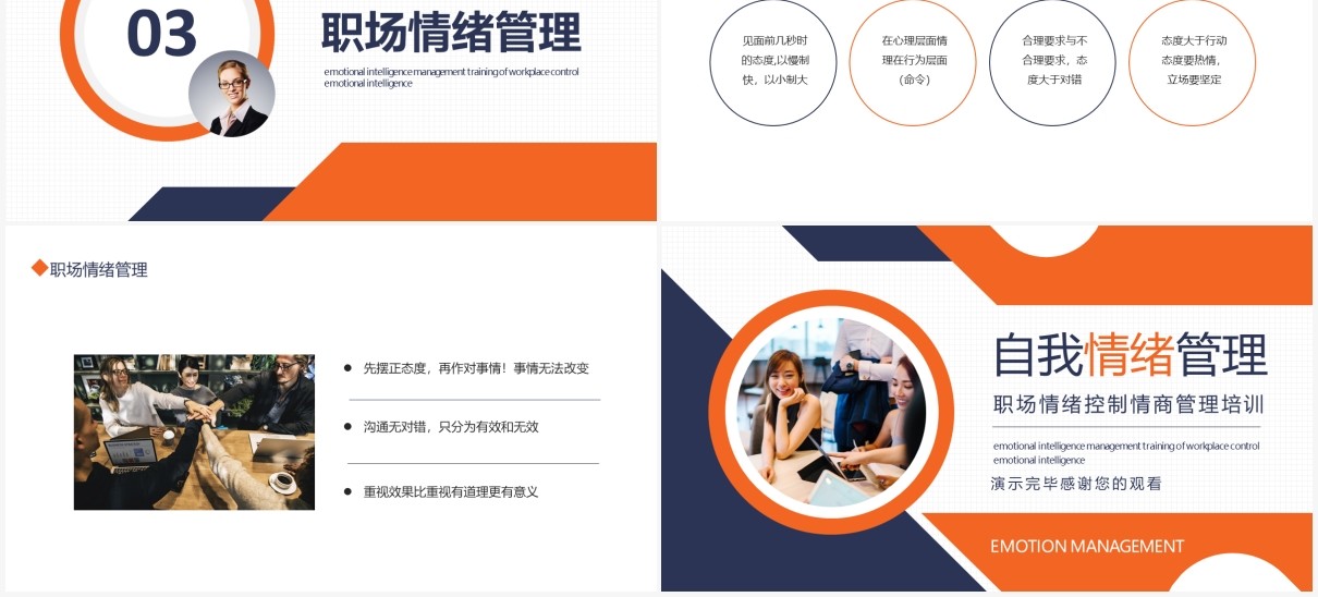 企业员工管理职场情绪控制情商管理培训动态PPT模板