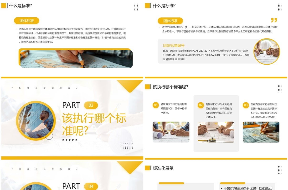 黄色商务风标准化知识科普培训PPT模板