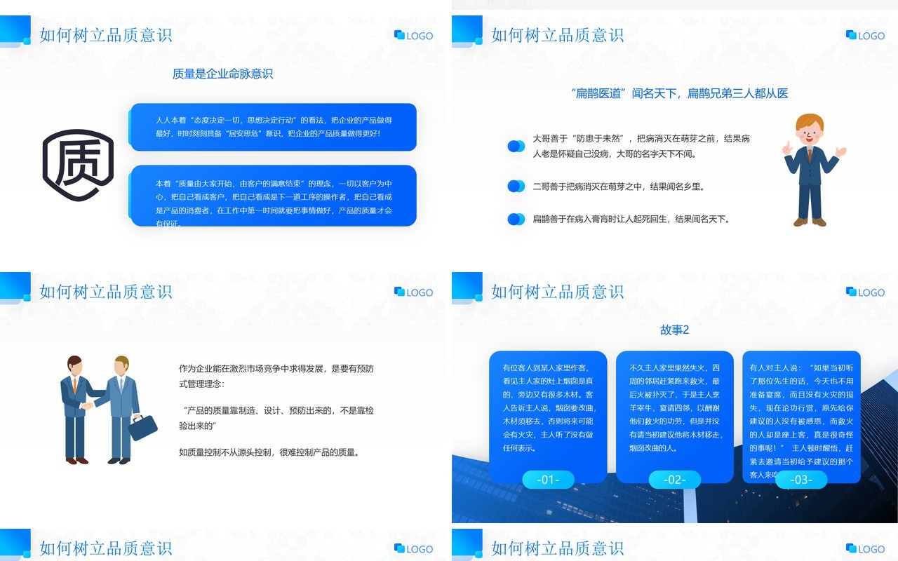 蓝色简约风质量意识安全培训PPT模板
