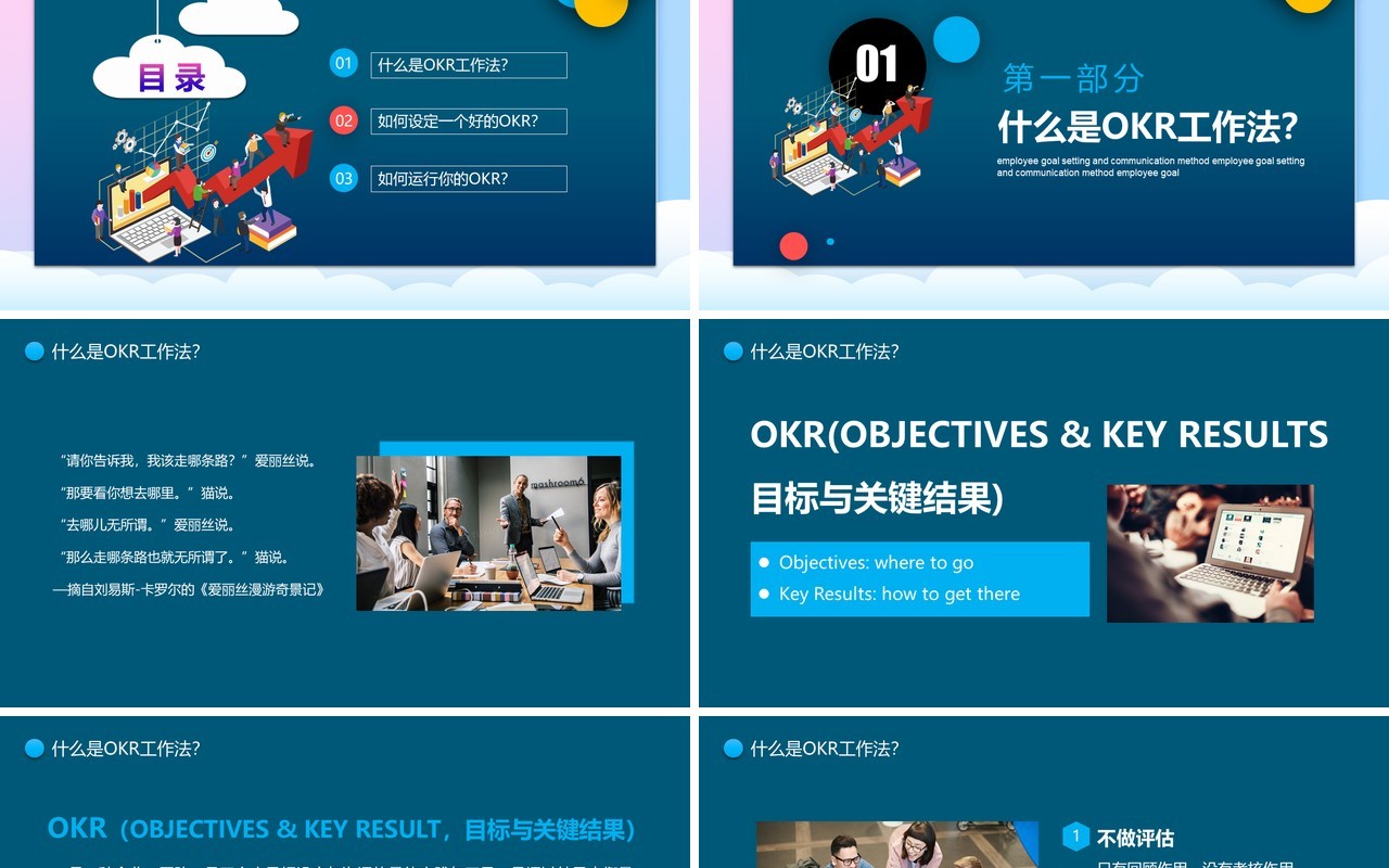 深蓝色OKR工作法职场企业目标管理建设培训PPT目标