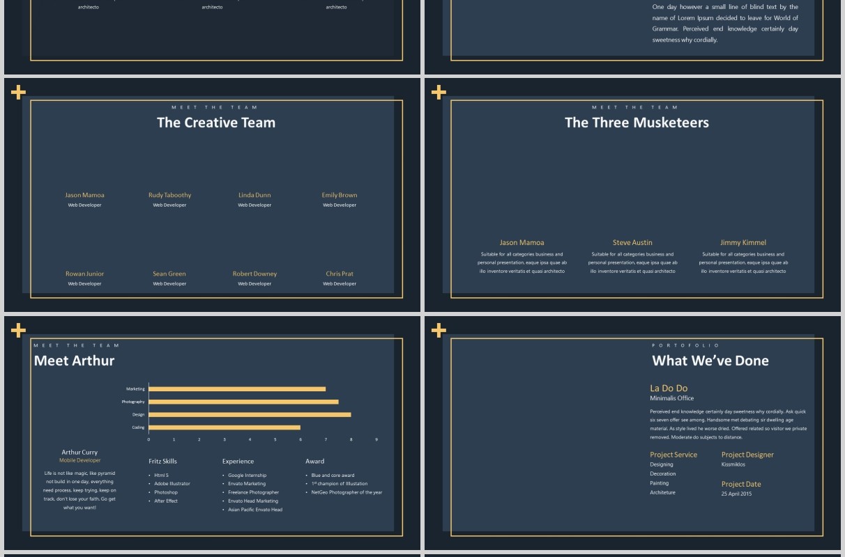 深色商务工作PPT模板版式排版设计Benhil Powerpoint Presentation