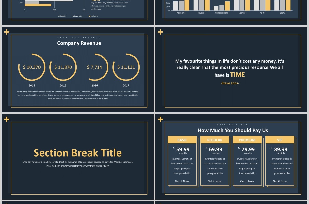 深色商务工作PPT模板版式排版设计Benhil Powerpoint Presentation