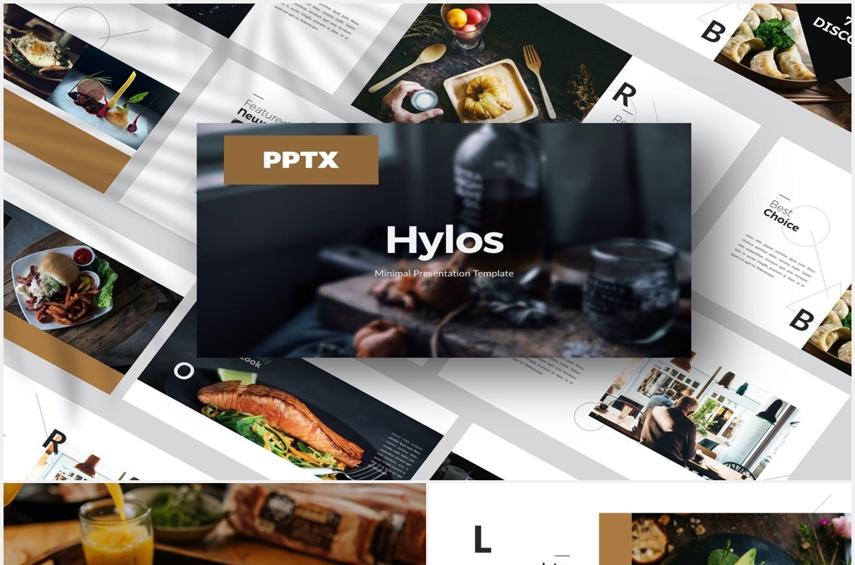 餐饮美食图片展示PPT模板Hylos Powerpoint Template