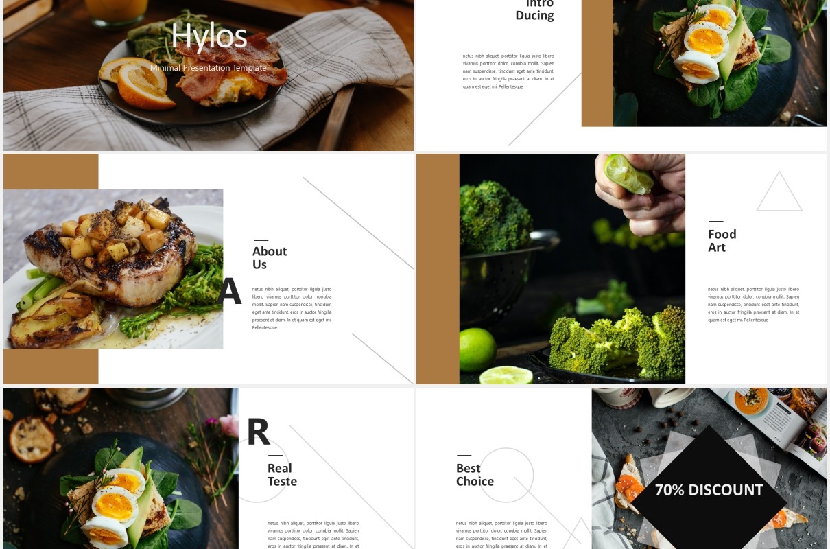 餐饮美食图片展示PPT模板Hylos Powerpoint Template